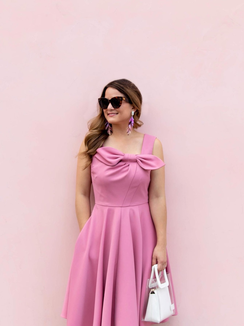 Gal Meets Glam Rose Pink Bow-Front Midi Dress